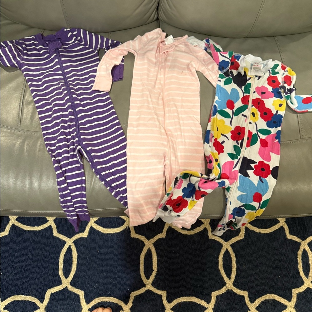 Hanna Andersson Purple, Pink, and Floral Kids Footless PJs